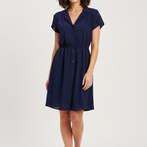 Monteau Dark Blue Button-Down Mini Dress 40s  Style